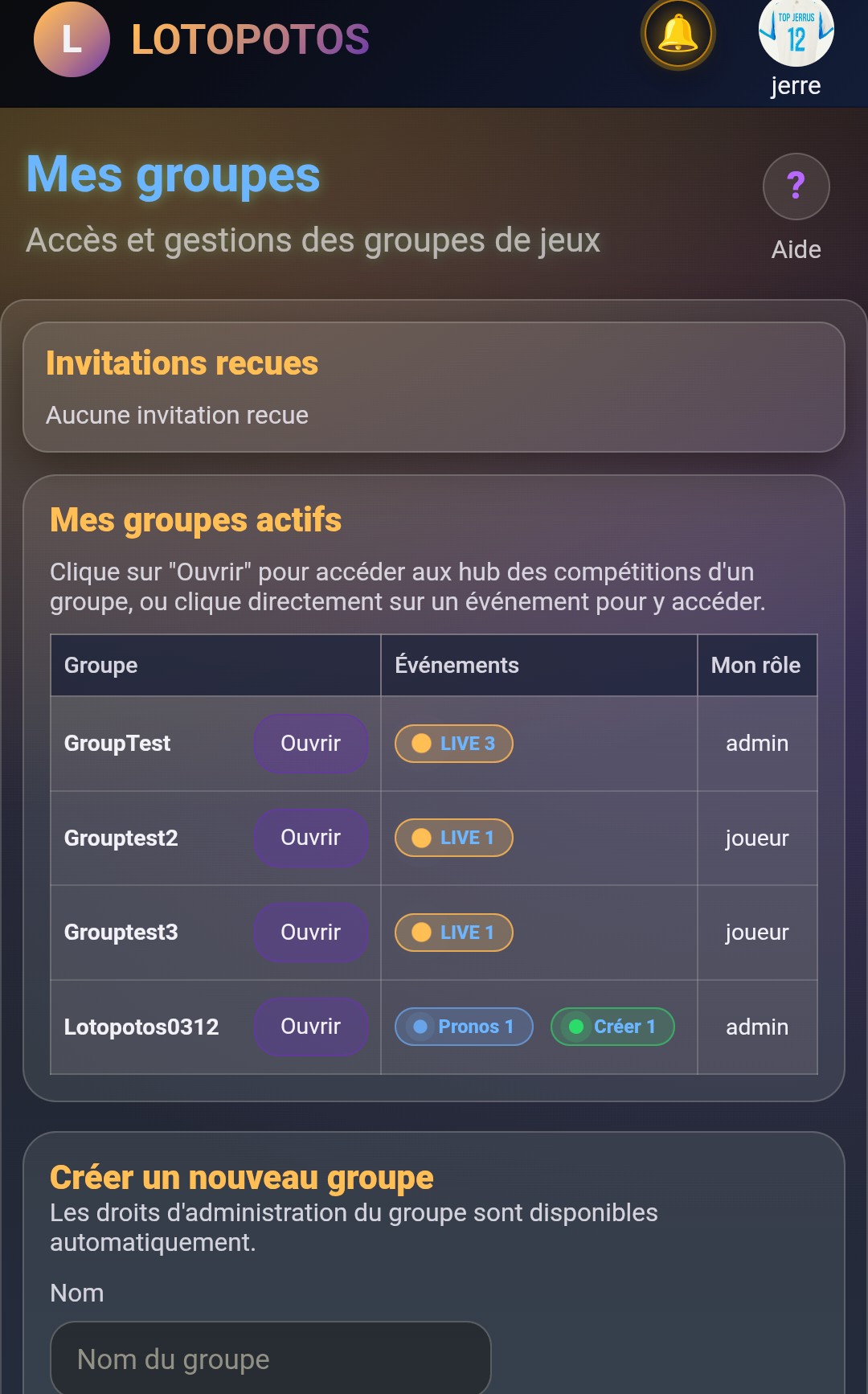 Aide groupe
