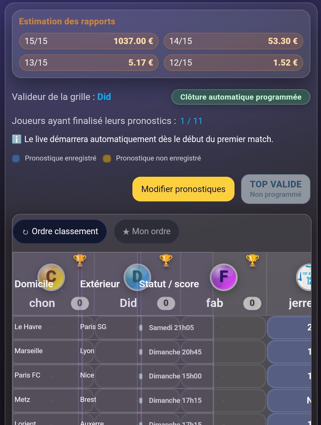 Aide pronostics